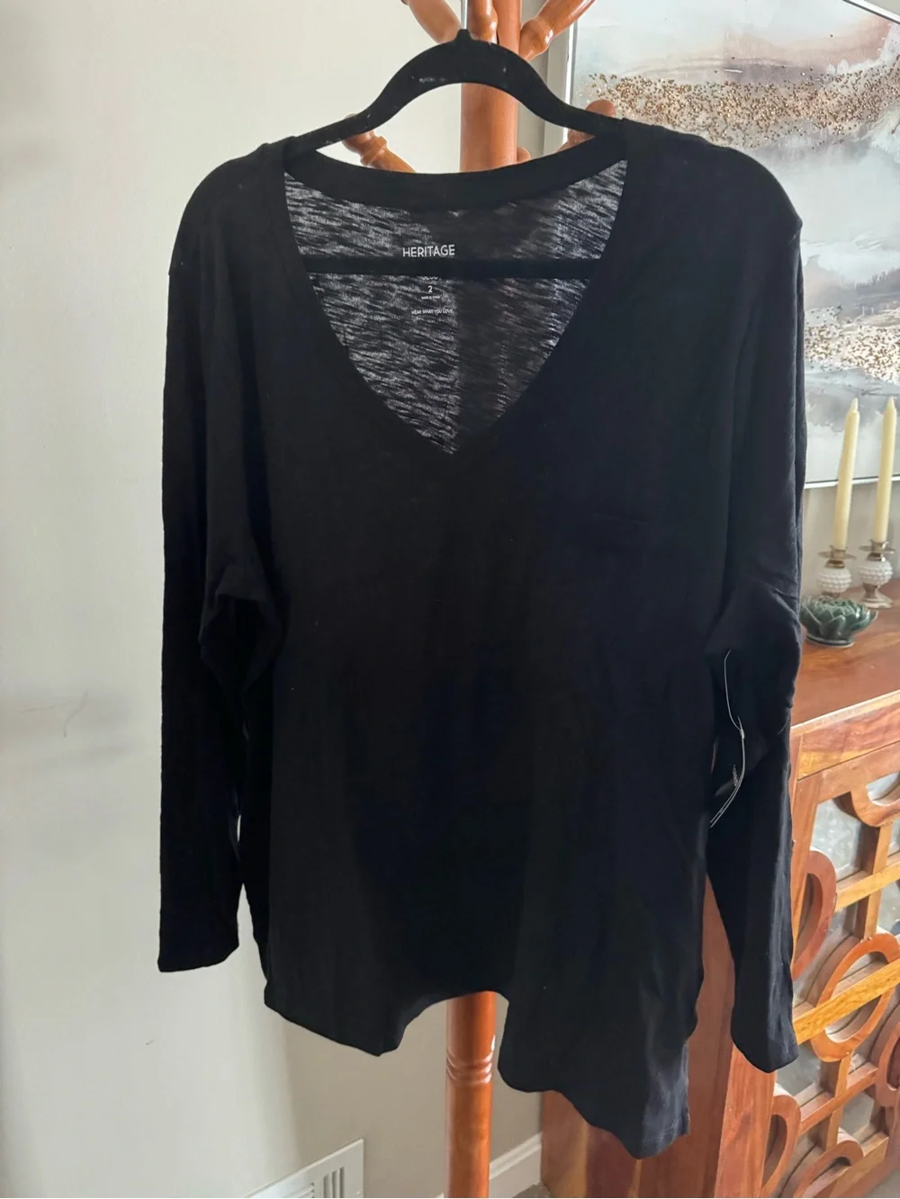 NWT Torrid Heritage Slub Jersey Long Sleeve Top Shirt Tee v Neck Size 2 - Picture 1 of 7